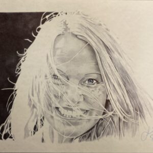 12 x9 inch ball point pen rendition of Pamila Anderson