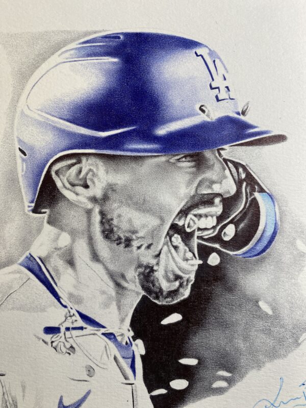 11 X 7 1/2 inch ball point pen rendition of Mookie Betts - Image 3