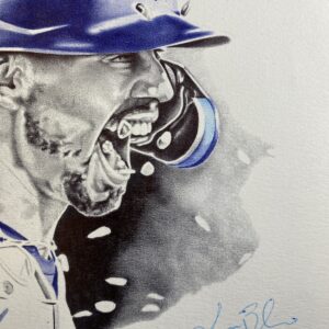 11 X 7 1/2 inch ball point pen rendition of Mookie Betts
