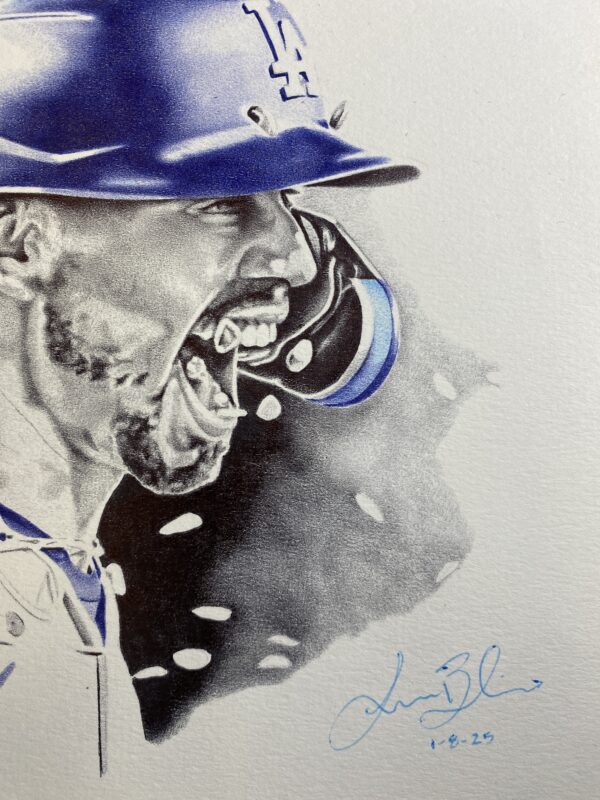 11 X 7 1/2 inch ball point pen rendition of Mookie Betts - Image 2